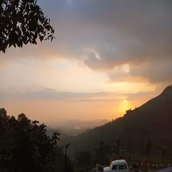 Snow-capped Himalayan peaks above Beaumont Glamping in winter, Dharamshala